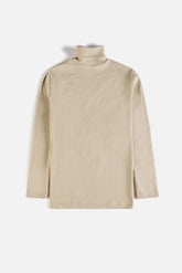 Rib Cotton Turtleneck - Ivory